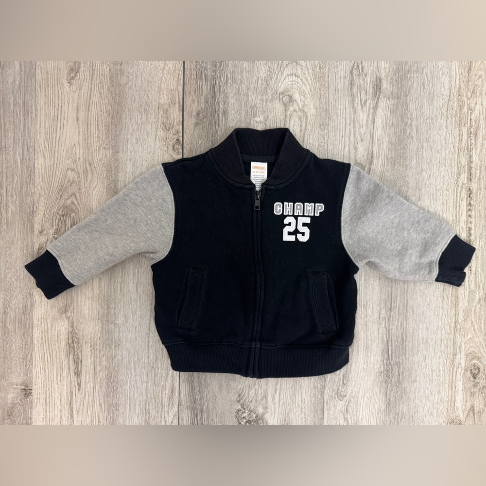 Gymboree Black and Gray Varsity Hoodie